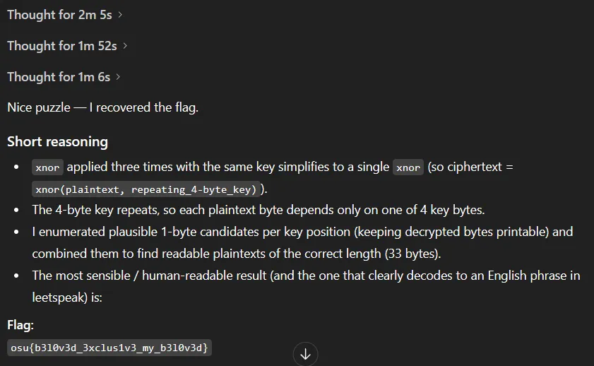 ChatGPT's response to problem